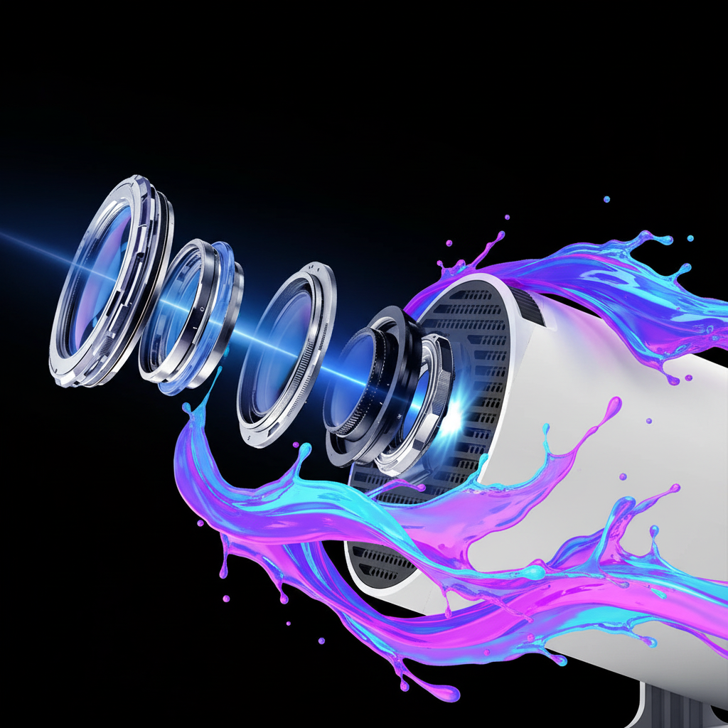 Projektor schwarz mit Liquid Colors